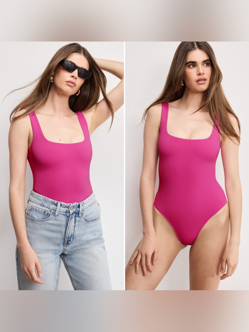Good American Designer Sculpting Modern Tank Bodysuit in Fuchsia Pink Size XL